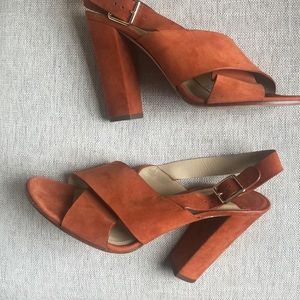 Theory Leather Heel Sandal / size 8